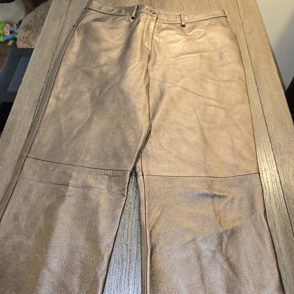 Sharon  Young Sz. 10 Bronze Leather Pants - Picture 8 of 11